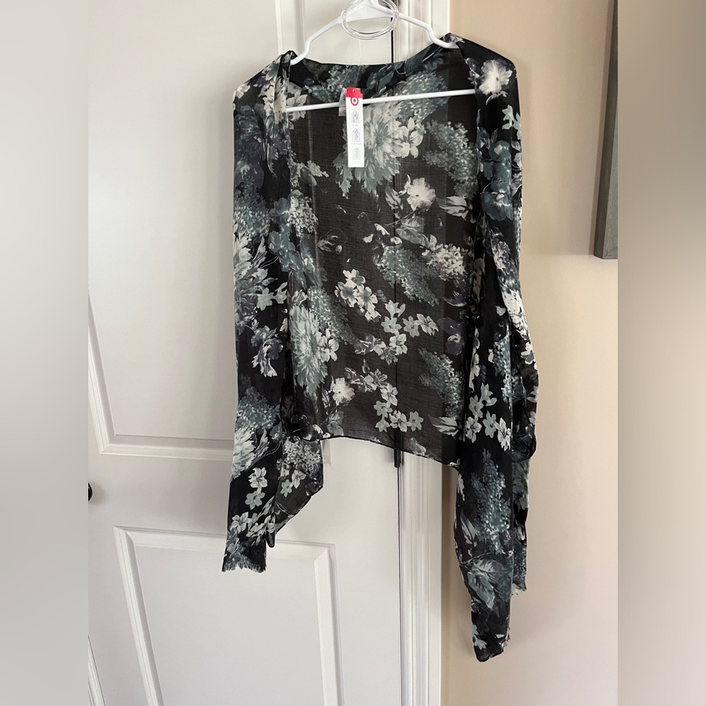 NWT-Merona Wrap Scarf- Black Floral